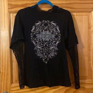 Harley-Davidson Lace Layered Look Bling Hooded Top
